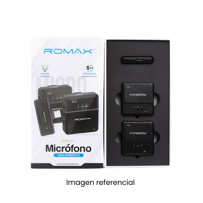 ROMAX MICROFONO INALAMBRICO TSM0019 PORTATIL BT LI-BAT OMNI360 NR KTV NEGRO