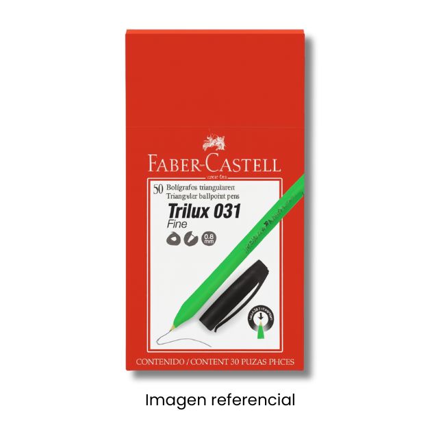 FABER CASTELL LAPICERO 031 TRILUX NEGRO PUNTA FINA CAJA X 50 UND