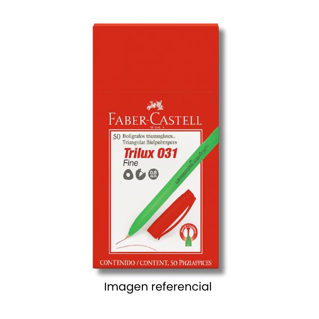 FABER CASTELL LAPICERO 031 TRILUX ROJO PUNTA FINA CAJA X 50 UND