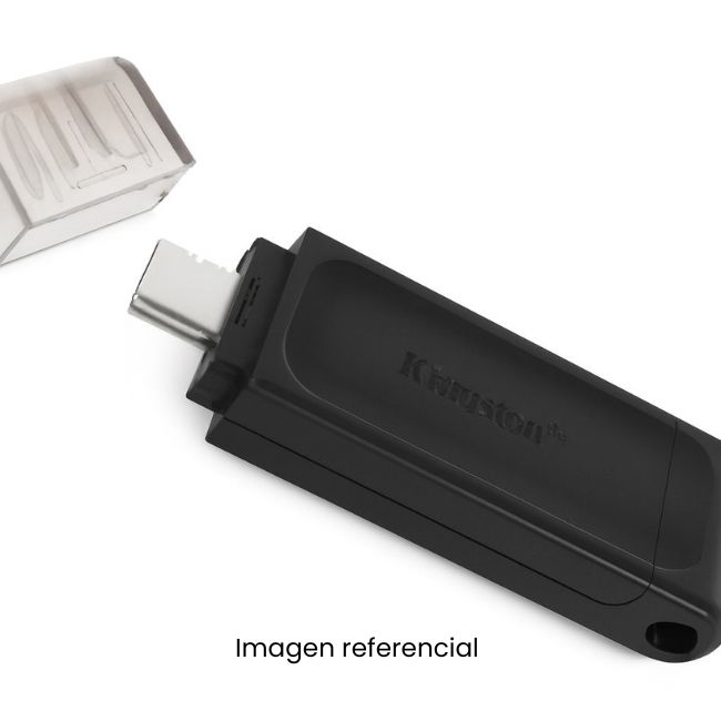 KINGSTON MEMORIA USB TIPO C 64GB DT70 3.2 GEN1 NEGRO 5 AÑOS GARANTIA
