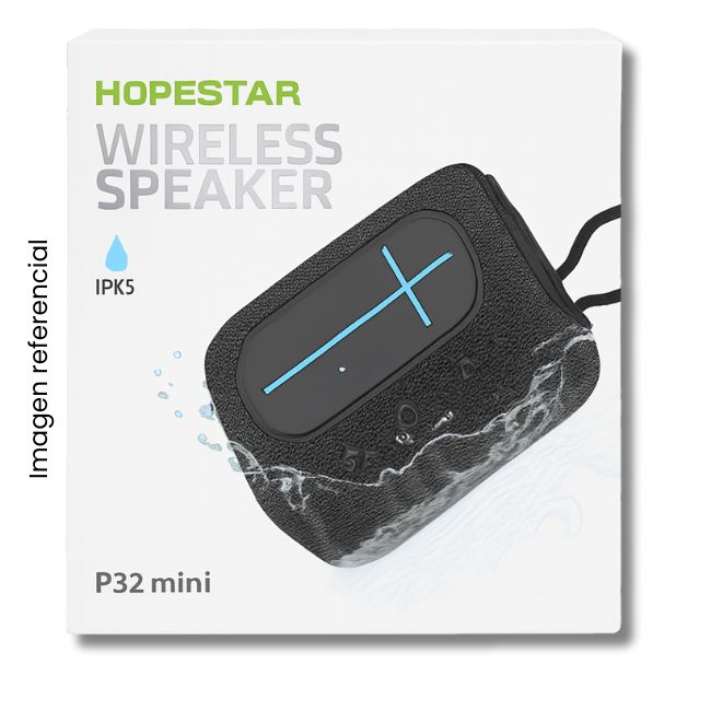 HOPESTAR PARLANTE P32 MINI BLUETOOTH 5W IPX6 RECARGABLE USB AUX TF GRIS