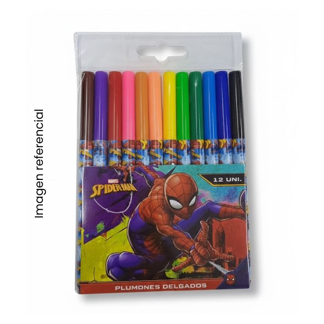 PLUMONES DELGADOS X12 SPIDERMAN