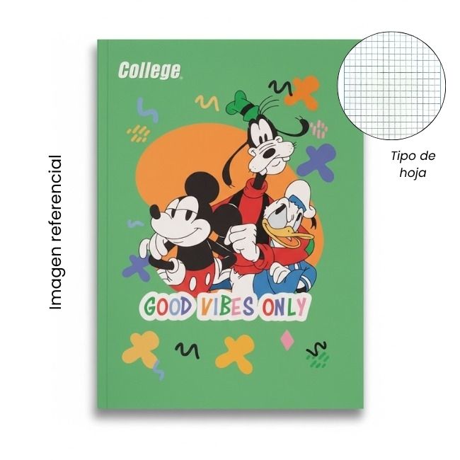COLLEGE CUADERNO A4 1X1 DISNEY JUNIOR 80 HOJAS