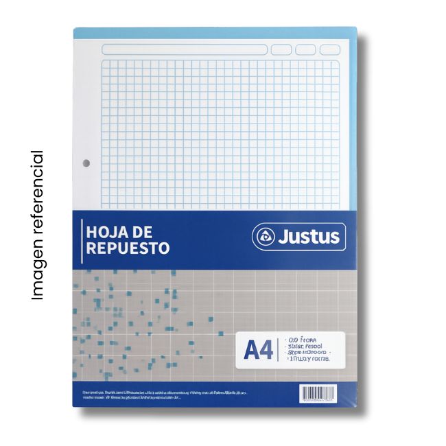 JUSTUS HOJA REPUESTO A4 CUADRICULADO PQTX100