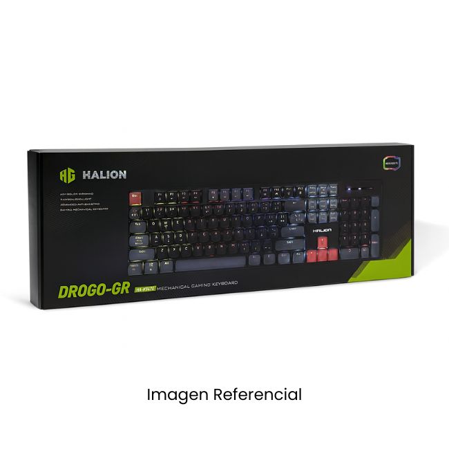 HALION TECLADO GAMER MECANICO DROGO-GR HA-K947G USB RAINBOW RED SWITCH 104 TECLAS
