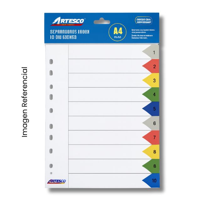 ARTESCO SEPARADORES A4 INDEX 10 DIVISIONES