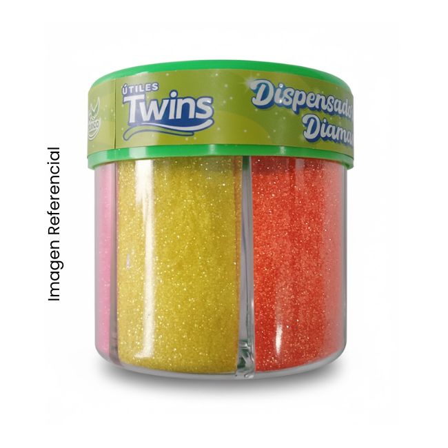 TWINS DIAMANTINA X 6 COLORES NEÓN CON DISPENSADOR