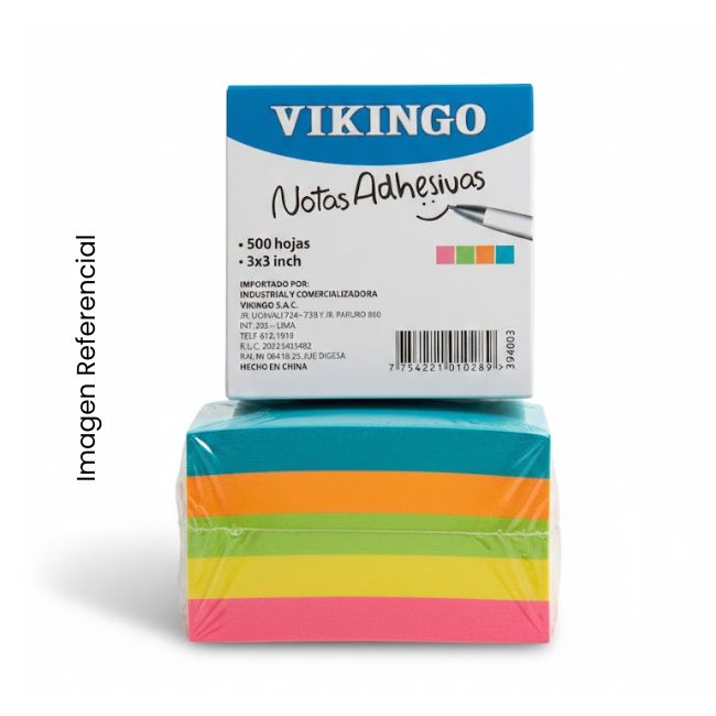 VIKINGO NOTAS ADHESIVAS 3X3 PULG. 5 COLORES 500 HOJAS
