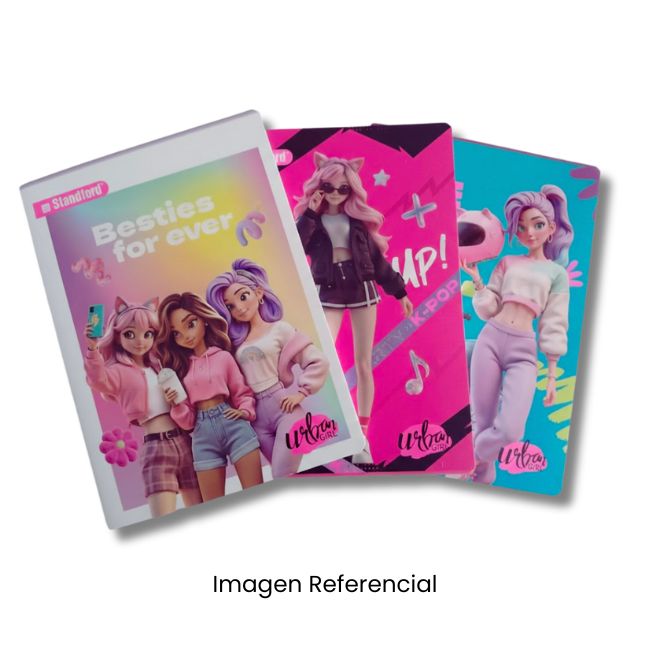 STANDFORD CUADERNO A4 CUADRICULADO URBAN GIRL 80 HOJAS A26