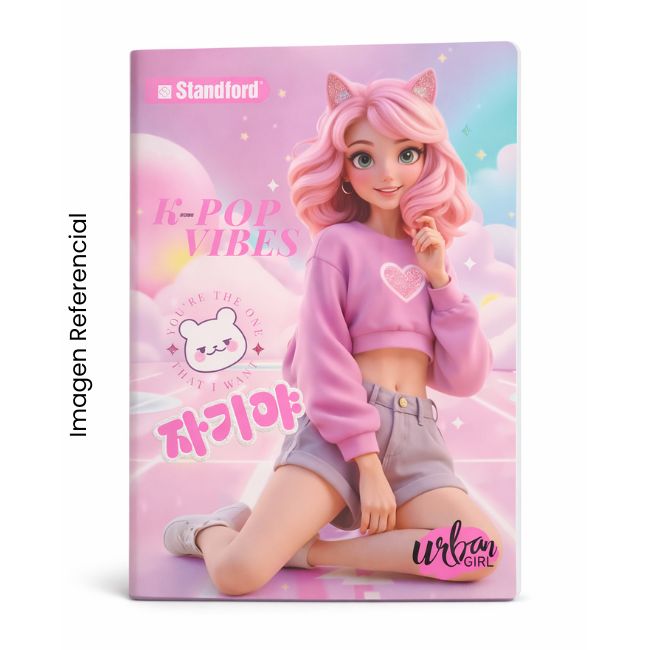 STANDFORD CUADERNO A4 TRIPLE RENGLON C/SOMBRA URBAN GIRL 80 HOJAS A26