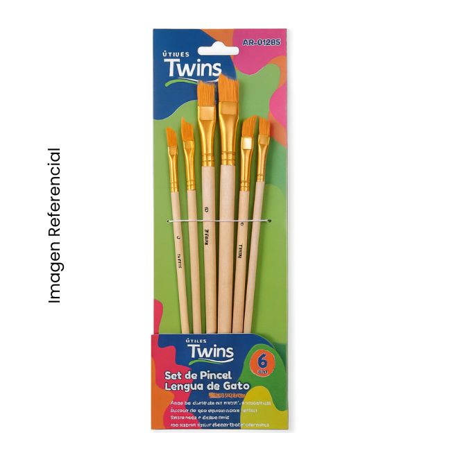 TWINS PINCEL LENGUA DE GATO SET X6 UND BISELADO AR-01286