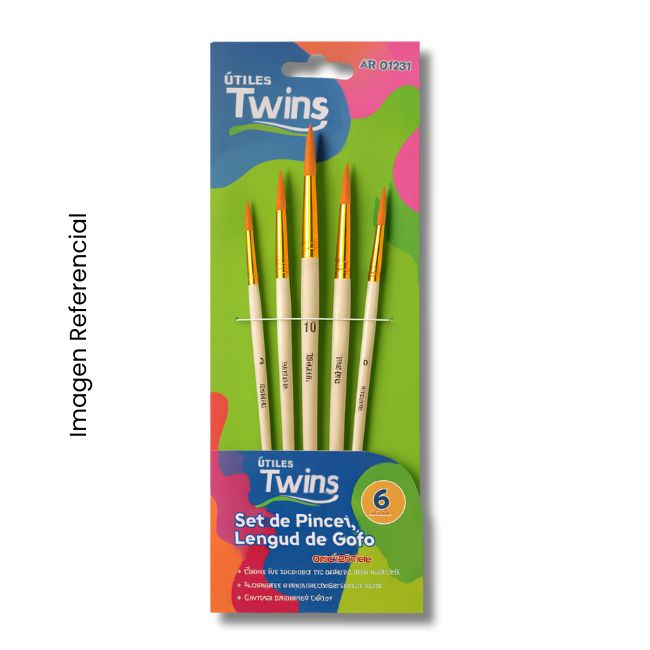TWINS PINCEL LENGUA DE GATO SET X6 UND REDONDO AR-01286