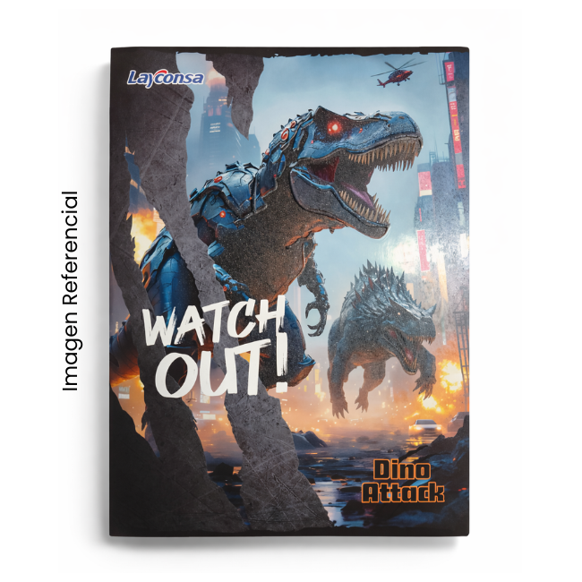 LAYCONSA CUADERNO A4 CUADRICULADO DINO ATTACK 80 HOJAS