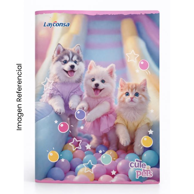 LAYCONSA CUADERNO A4 CUADRICULADO CUTE PETS 80 HOJAS