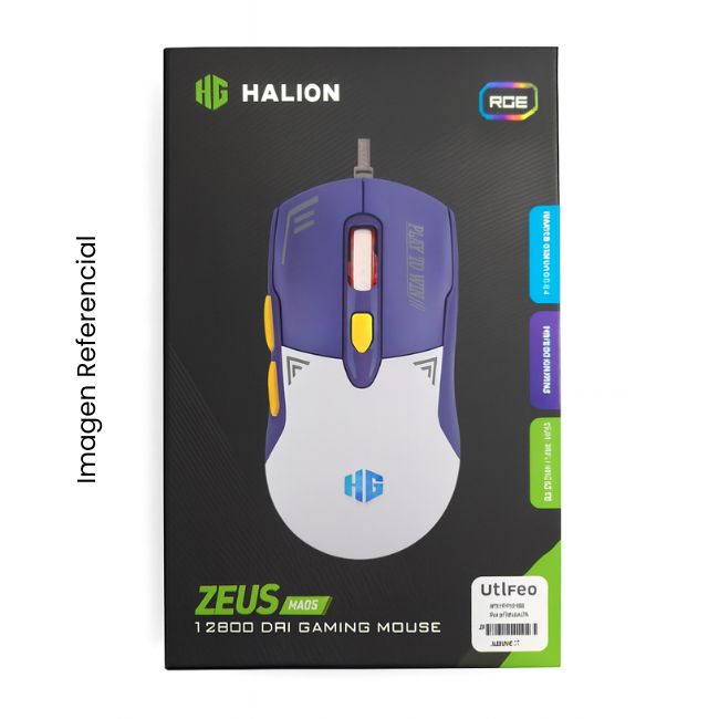 HALION MOUSE GAMER ZEUS RGB 12800 DPI M605