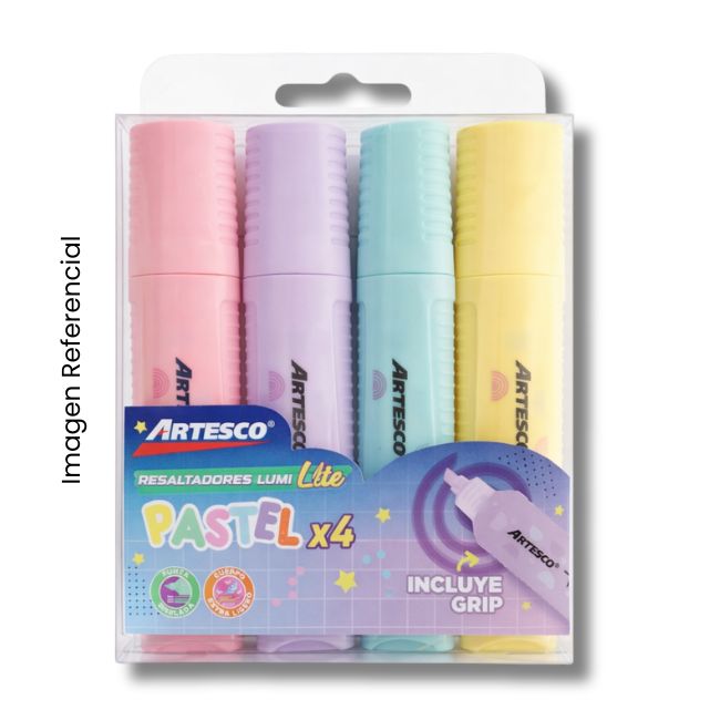ARTESCO RESALTADOR LUMILITE PASTEL ESTUCHE X4 