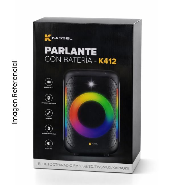 KASSEL PARLANTE KARAOKE PORTATIL K412 4PULG USB TF BT TWS RADIO FM