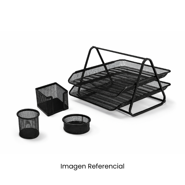 OVE SET DE ESCRITORIO REJILLA NEGRO DE 4 PIEZAS