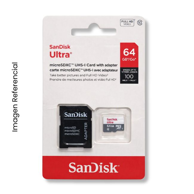 SANDISK MEMORIA MICRO SD ULTRA 64GB CON ADAPTADOR SD