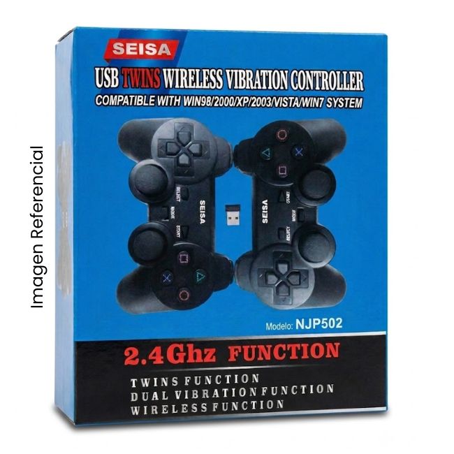 SEISA KIT JOYSTICK 2 MANDOS INALAMBRICO NJP502 2.4GHZ 2 EN 1 PARA PC A PILAS