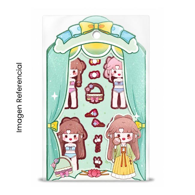 KAWAII STICKERS SET X4PCS 13X18CM MUÑECA  1019558