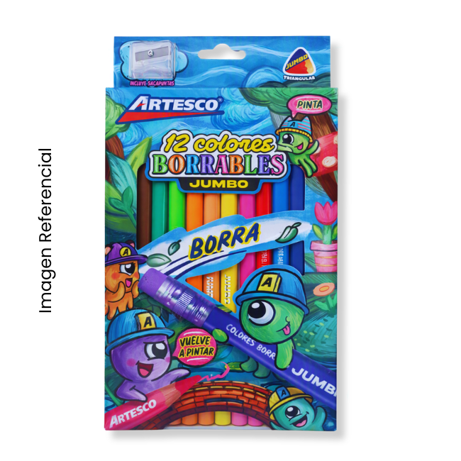 ARTESCO COLORES X 12 LARGO JUMBO BORRABLES 