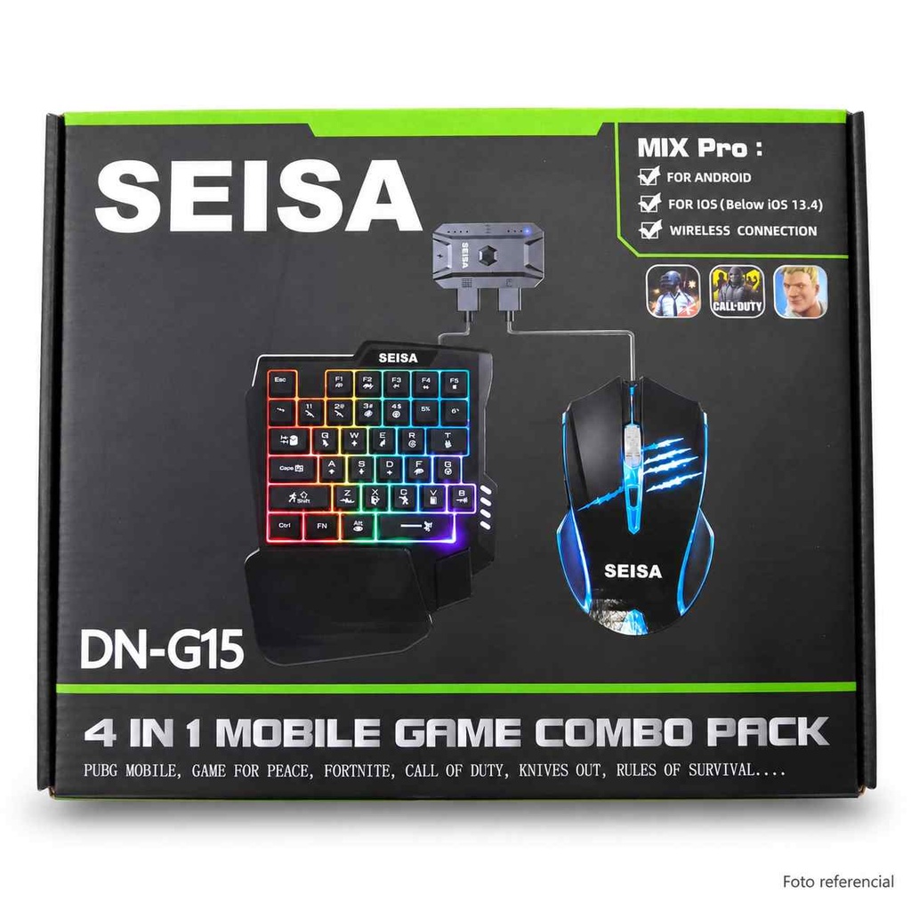 SEISA KIT GAMER BLUETOOTH 4 EN 1 PARA CELULAR + MOUSE + TECLADO + RECEPTOR