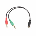 ADAPTADOR AUDIO 1 HEMBRA A 2 JACK MACHO (AURICULAR + MICROFONO)