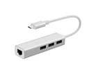 ADAPTADOR HUB TIPO C A USB 2.0 X3 + RJ45 X1