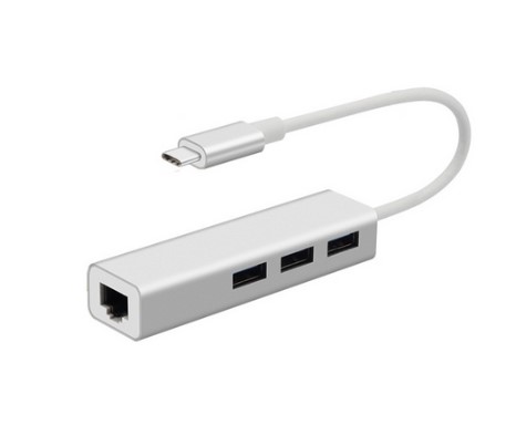 [U0648] ADAPTADOR HUB TIPO C A USB 2.0 X3 + RJ45 X1