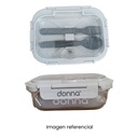 DONNA TAPER HERMETICO C/CUBIERTOS 640ML GRIS