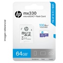 HP MEMORIA SD MICROSDXC MX330 64GB UHS-I U3 100MB 50MB CON ADAPTADOR