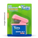 TWINS MINI ENGRAMPADOR + 400 GRAPAS 26/6 COLORES SURTIDOS AR-00356