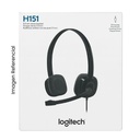 LOGITECH AUDIFONO ESTEREO H151 C/MICROFONO 3.5MM NEGRO
