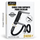 SUPER CABLE DATOS TIPO C A C 240W CON SOPORTE PARA CELULAR
